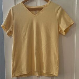 L.L. Bean Soft Yellow V-Neck Tee